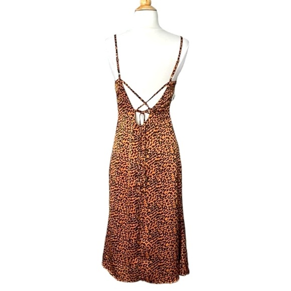 HYPED UNICORN Leopard Print MIDI Slip Dress Low Back Mob Wife Animal Print, S - Picture 2 of 15